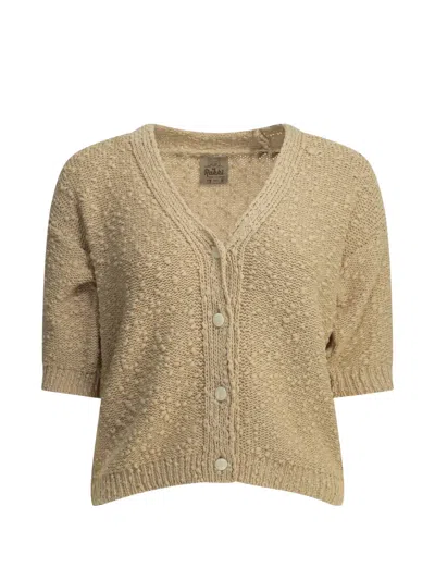 Rakkì B.b. Bobble-knit V-neck Cardigan In Brown