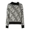 Rakkì Black And White Wool Sweater With Geometric Patterns. In Multi