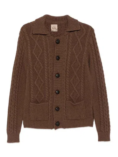 Rakkì Brown Wool Cardigan With Polo Collar