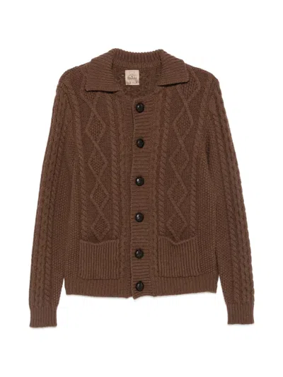 Rakkì Brown Wool Cardigan With Polo Collar Rakki