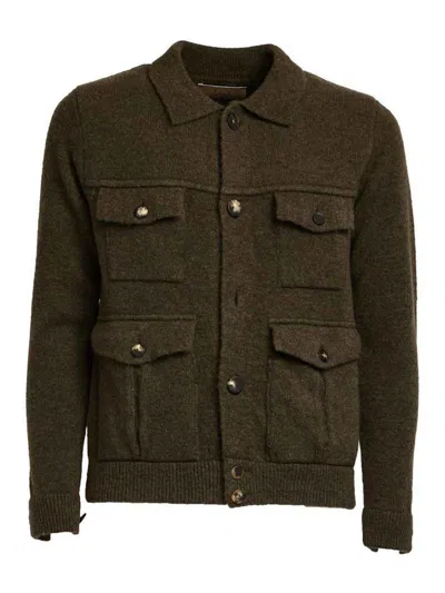 Rakkì Brushed Knit Jacket With Double Front Pockets In Green