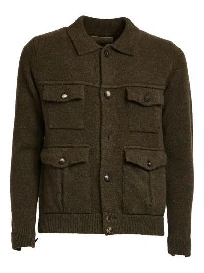 Rakkì Buttoned Pocket Cardigan In Brown