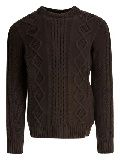 Rakkì Cable-knit Long-sleeves Sweater In Brown