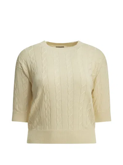 Rakkì Cable-knit Short-sleeve Sweater In Neutral
