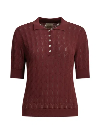 Rakkì California Pointelle-knit Polo Top In Red