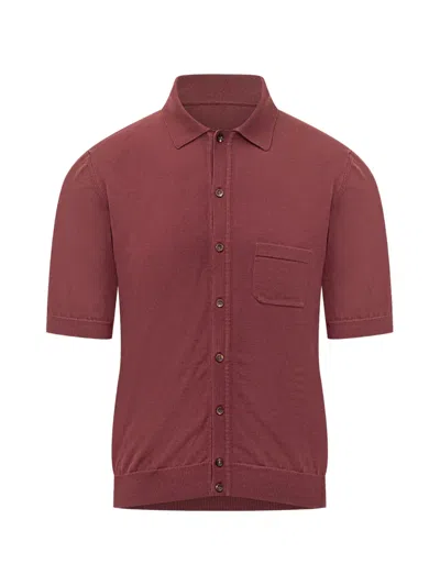 Rakkì Chest-pocket Knitted Shirt In Burgundy