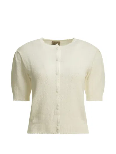 Rakkì Chevron-knit Short-sleeve Sweater In White