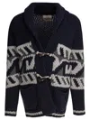 Rakki' Chunky Knit Coat With Geometric Pattern In Black