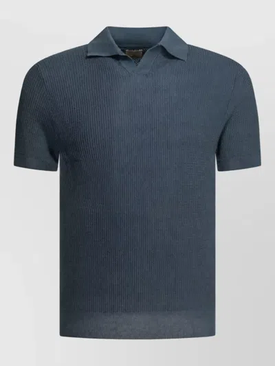 Rakkì Cotton Buttonless Polo Shirt In Blue