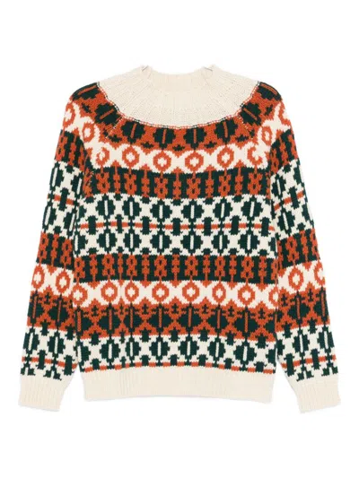 Rakkì Crew Neck Sweater With Geometric Pattern Rakki In Multi