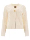 Rakki' Cropped Merino Wool Cardigan In Neutral