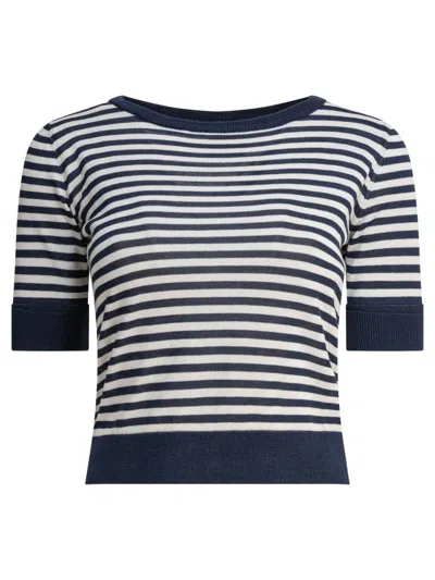 Rakki' Cropped Striped T-shirt In Blue