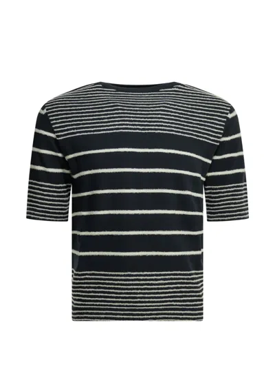 Rakkì Drummer Striped Short-sleeve Sweater In Blue