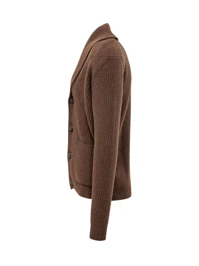 Rakkì Rakki English Rib Knit Cardigan In Cioccolato