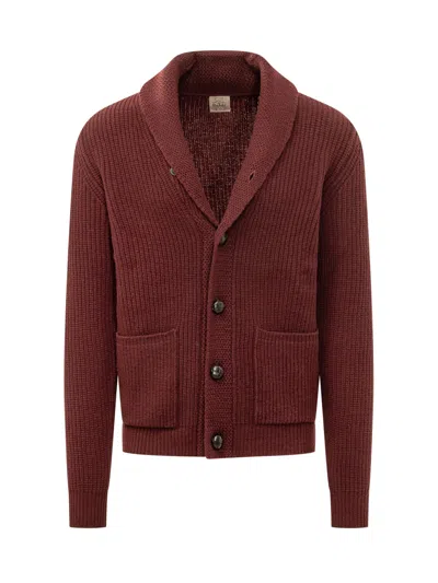 Rakkì Rakki English Stitch Cardigan In Burgundy
