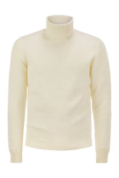 RAKKÌ RAKKÌ HONEYCOMB STITCH TURTLENECK - WHITE