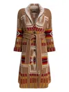 Rakkì Ikat-pattern Belted Coat In Brown