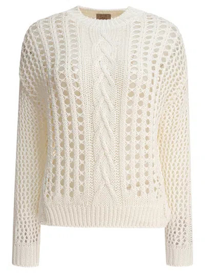 Rakki' Intricate Open-knit Sweater In White
