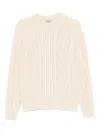 Rakki' Ivory Cable Knit Sweater With Crew Neck In Neutral