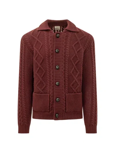 Rakkì Knit Polo Cardigan In Red