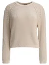 Rakkì Cotton-knit Raglan-sleeve Sweater In Beige