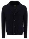 Rakkì Shawl-collar Ribbed Cardigan In Blue