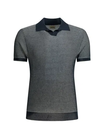 Rakkì Mercedes 300 Two-tone Textured Polo Shirt In Blue