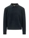 Rakkì Rakki Mixed Stitch Pullover Sweater In Blu Notte