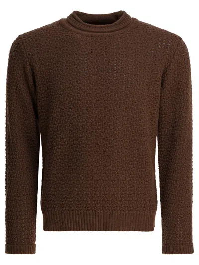 Rakkì "notre Dame" Crewneck Sweater In Brown