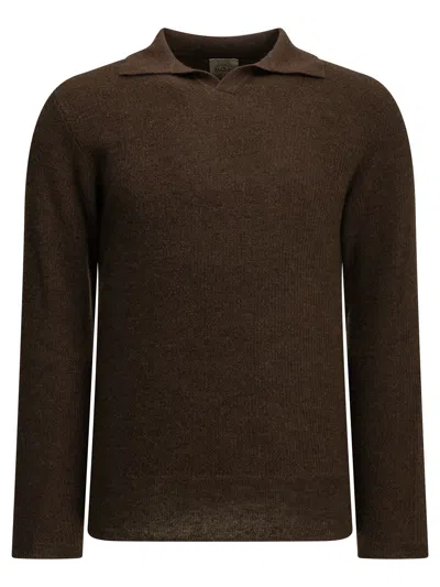 Rakki' Rakki "old School" Polo Sweater In Brown