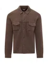 Rakkì Rakki Blue Wool Overshirt With Front Pockets In Brown