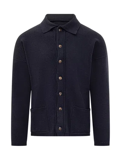 Rakkì Rakki Cardigan With Collar And Buttons In Blue