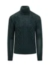 Rakkì Rakki Green Turtleneck Sweater In Braided Knit In Green