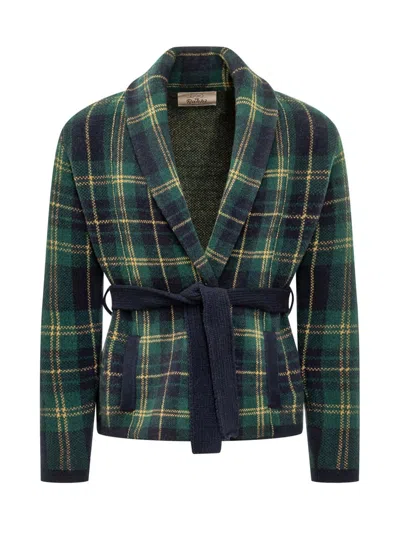 Rakkì Rakki Scottish Cardigan With Belt In Green