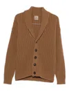 Rakkì Ribbed Shawl-collar Cardigan In Brown