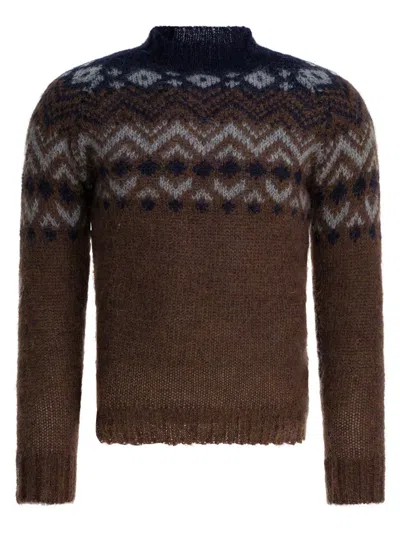 Rakkì "robert Crater" Crewneck Sweater In Brown