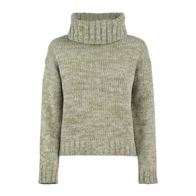 Rakkì Sage Green Wool Mélange Turtleneck Sweater