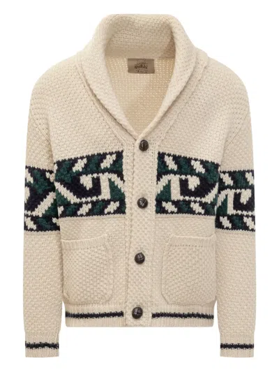 Rakkì Rakki Shawl-collar Jacquard Cardigan In Neutral