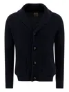 Rakkì Shawl-collar Ribbed Cardigan In Blue