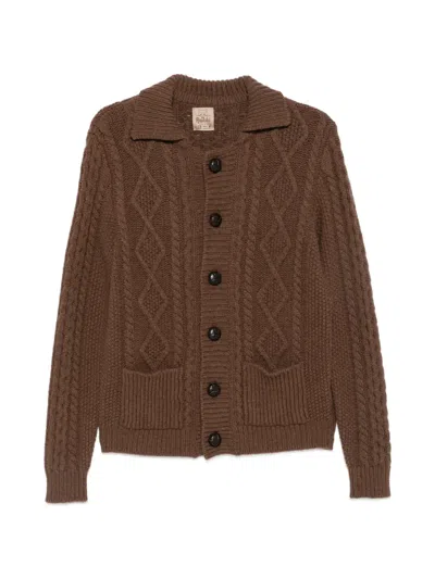 Rakkì Steve Mcqueen Cable-knit Cardigan In Brown