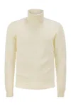 Rakki' Rakkì Honeycomb Stitch Turtleneck - White In Beige