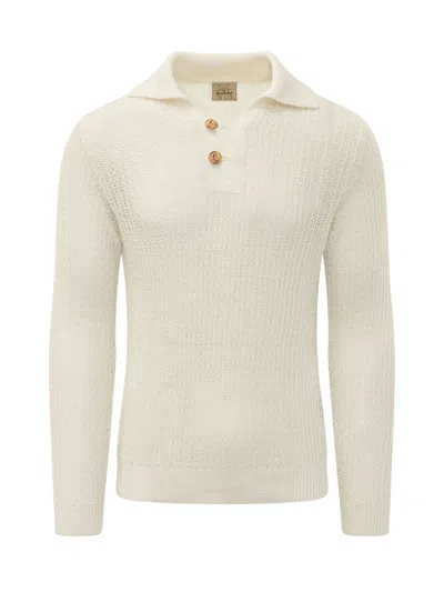 Rakkì Rakki Trendy Polo Sweater With Buttons In Neutral