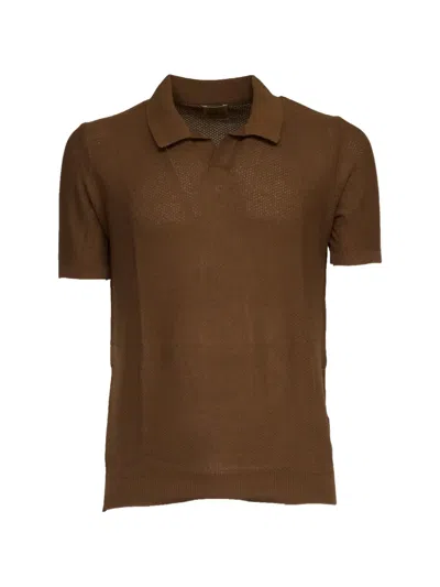 Rakkì V-neck Honeycomb Cotton T-shirt In Brown