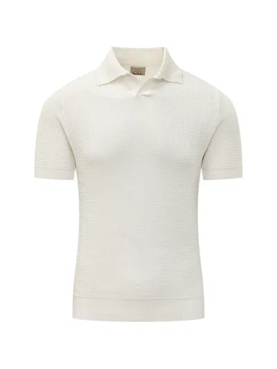 Rakkì Waffle-knit V-neck T-shirt In White