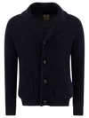 Rakkì Shawl-collar Ribbed Cardigan In Blue