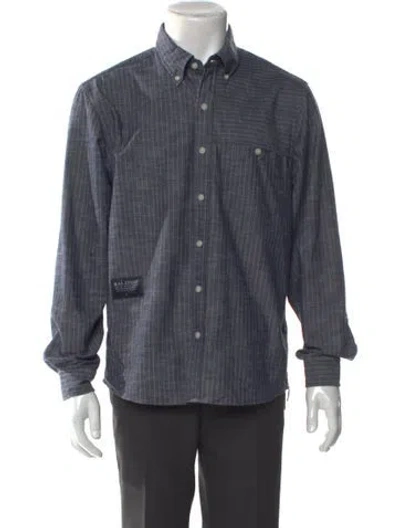 Pre-owned Raleigh Denim Striped Long Sleeve Denim Shirt In Gray