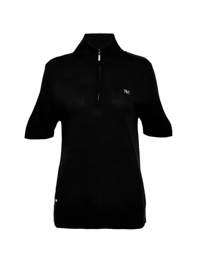 Rally Movement Half-zip Short-sleeve Polo Top In Black