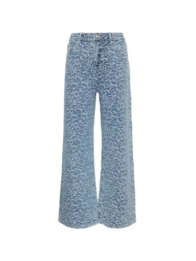 Rally Movement Leopard-print Baggy Jeans In Blue