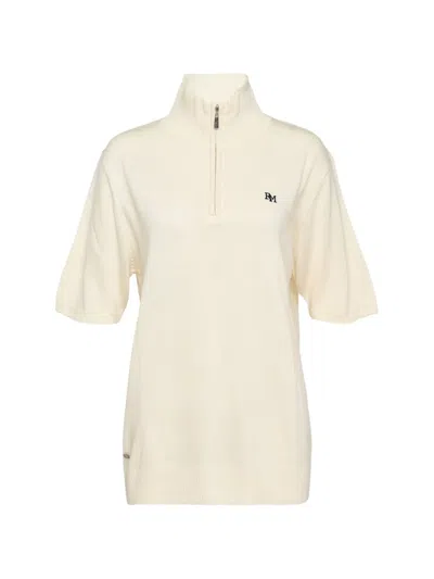 Rally Movement Logo-embroidered Quarter-zip Sweater In Neutral
