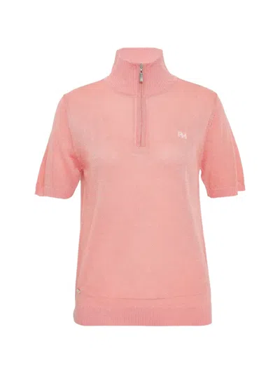 Rally Movement Zip-fastening Short-sleeve Polo Top In Pink